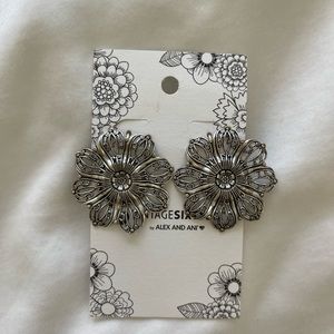 New ALEX & ANI silver flower earrings